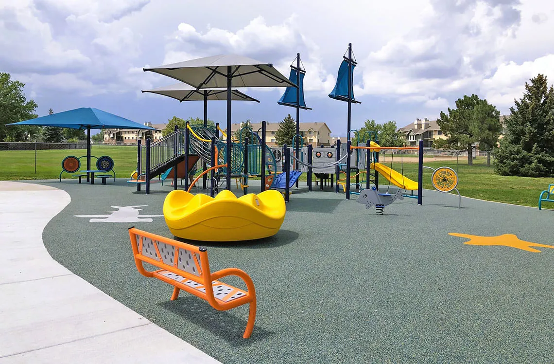 Park seating at Lake Arbor Recreation Center